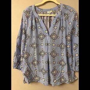 Crown & Ivy Blue Floral Blouse - Size L